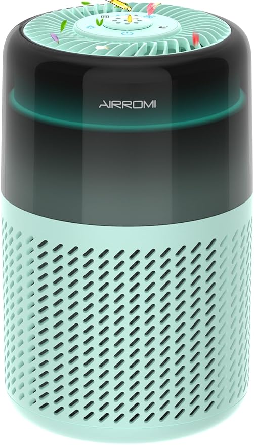 AIRROMI HEPA Air Purifier for Bedroom&Home,Pet Air Purifier for Home Pets,Removes Pet Odor,Cat Litter Smell,Dust,Smoke&Allergies,Quiet Room Air Purifier with Scents,360°Air Cleaner,A2005 Turquoise