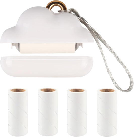 Skiennix Mini Travel Lint Roller - Reusable Pet Hair Remover with 150 Refillable Sheets | White