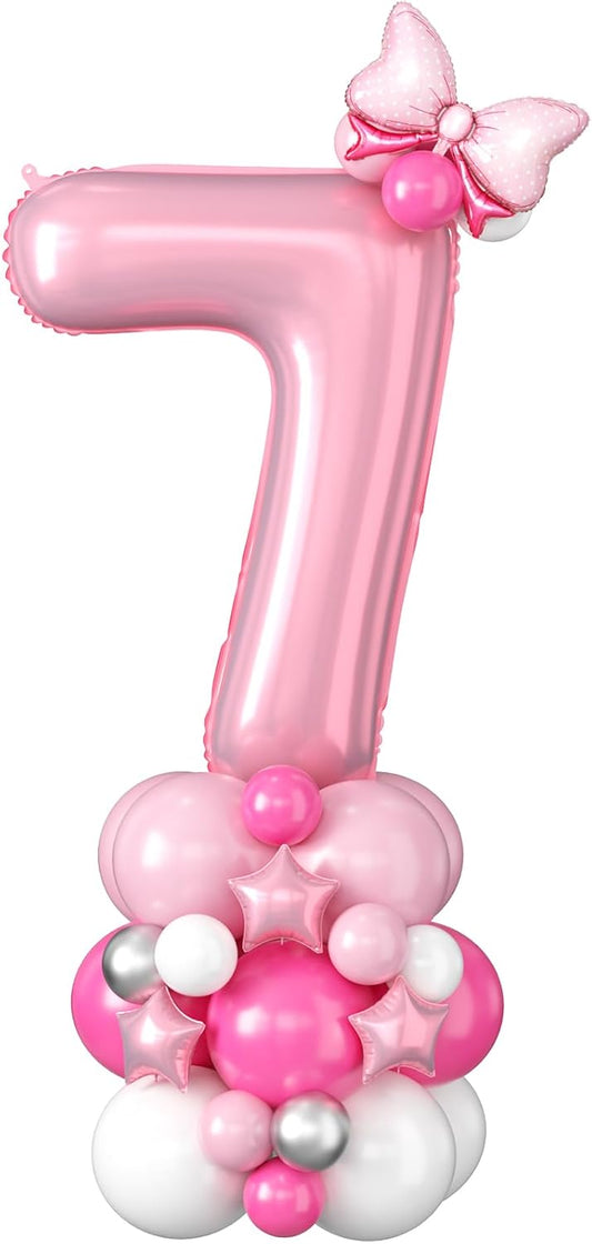 Pastel Pink Number 7 Balloon by [Brand Name] - 40 Inch Giant Foil Balloon for 7th Birthday Party