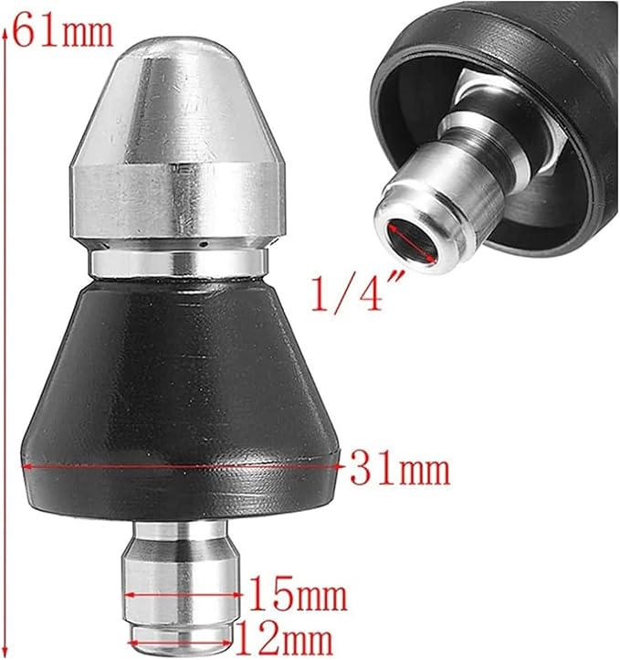 Sewer Cleaning Tool High Pressure Turbo Washer Nozzle Gutter Cleaning Tool Massage Clogged Pipes Opens Clogging Of Sewage Pipes(A)