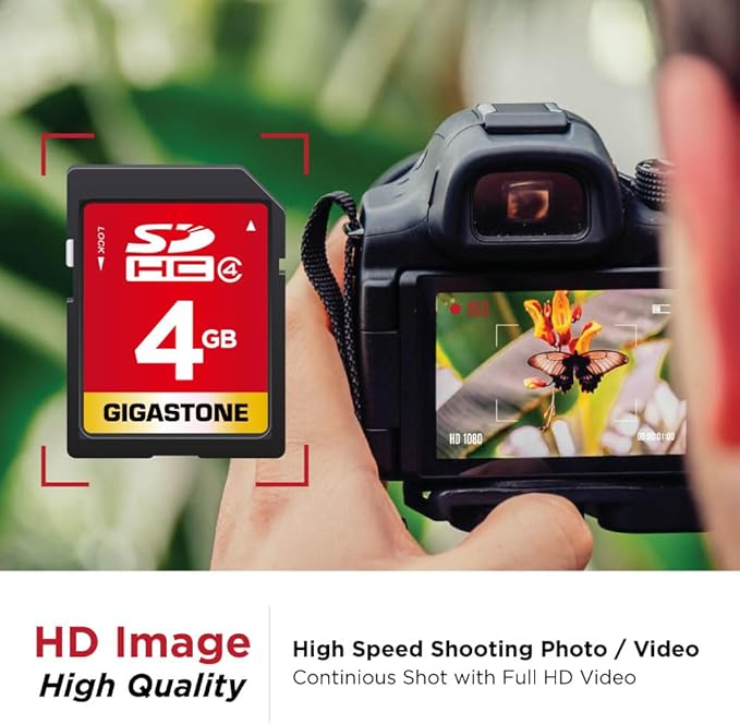 GIGASTONE 4GB SD Card 10-Pack SDHC UHS-I Class 4 Memory Card for Photo Video Music Voice File DSLR Camera DSC Camcorder Recorder Playback PC Mac POS (Pack of 10)
