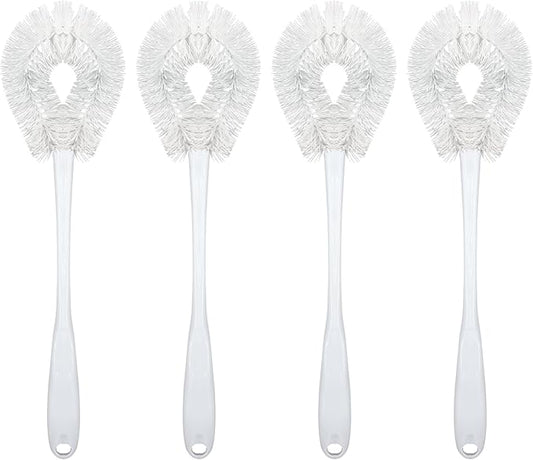 LOLA Toilet Bowl Brush w/Curved Head, 4 Pack, Coated Wire, Durable Poly Bristles, Reaches Under Toilet Bowl Rim