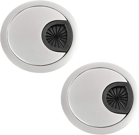 aoozleny Desk Grommet for Wire Organizer,PC Computer Desk Plastic Grommet Cord, Tidy Cable Hole Cover Organizers,2 Pack (53mm, Silver)
