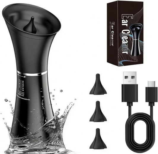 Electric Ear Wax Removal Kit - 2-in-1 Ear Cleaner with Water Tank & 4 Pressure Settings | Black