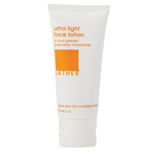 LATHER Ultra Light Face Lotion - Hydrating Moisturizer for All Skin Types - Fast Absorbing & Non Greasy Formula for All Skin Types - 2 Fl Oz
