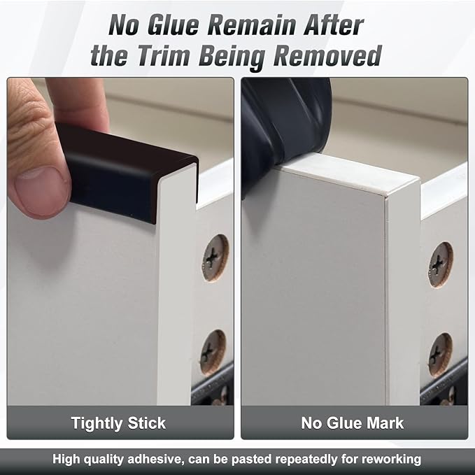 Rubber Edge Trim, Self Adhesive U Channel Edge Trim, Big Size U Shaped Trim, Edge Banding for Plywood, Woods, Shelf, Cabinet, Countertop, Size 3/4", Length 20Ft, Black