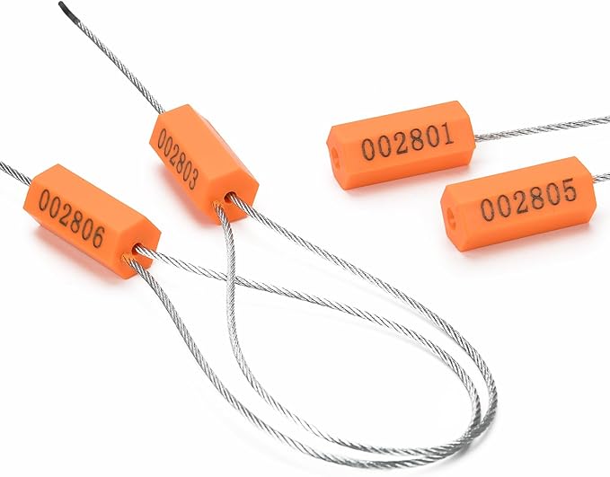 Leadseals 100PCS Steel Cable Seals Metal Security Seal Numbered Metal Truck Trailer Seals Security Tags Tamper Evident Tags Container Seals Pull Tight Steel Wire Seals