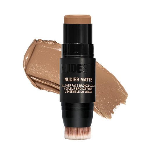 Nudestix Nudies Bronze All Over Matte Bronzing Stick – 3-in-1 Cream Bronzer for Cheeks, Eyes & Lips with Built-In Brush | Natural Contour & Sun-Kissed Glow | Bondi Bae