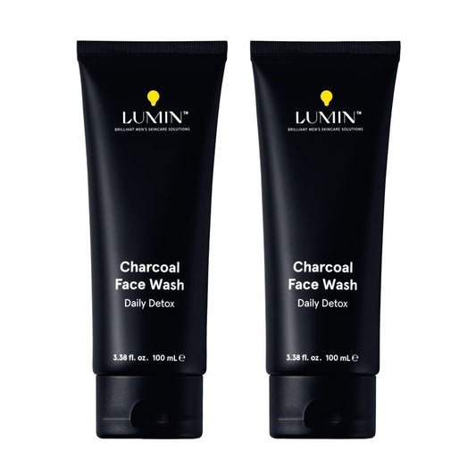 Lumin Charcoal Face Wash for Men, Daily Detox Cleanser, Hydrating Facial Wash w Activated Charcoal, Exfoliates & Unclogs Pores, Oil Control, Refreshing Skincare for Normal & Sensitive Skin, 2 Pack