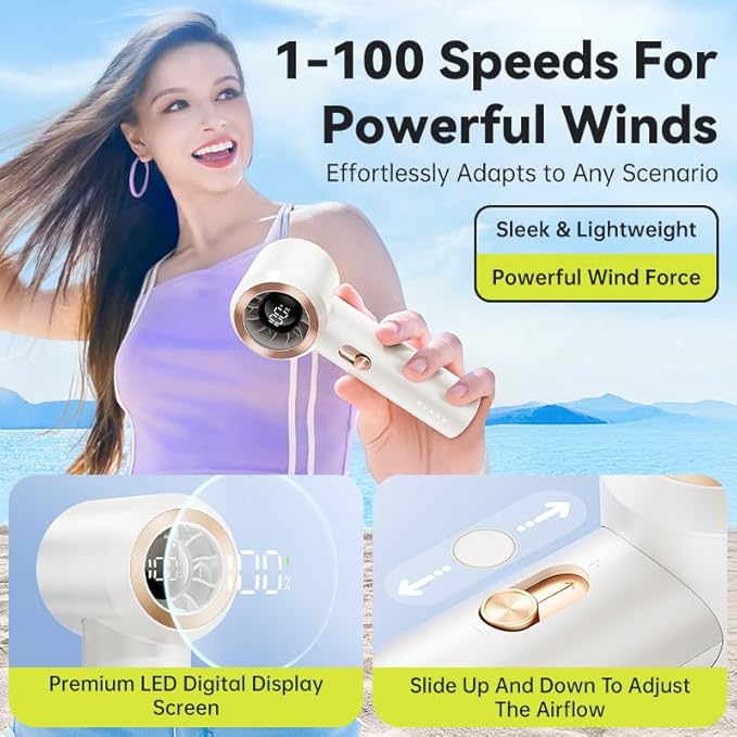 MUXNW Portable Fan For Travel Mini: Small Pocket Handheld Personal Rechargeable Battery Operated USB High Speed Keeping Cool In Hot Weather Summer Beach For Women (white)