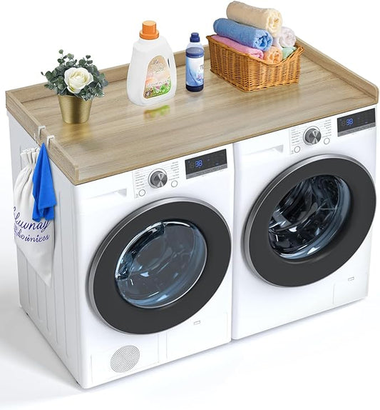 VEVOR Washer Dryer Countertop, 54" x 27" Wooden Washer and Dryer Countertop, Water-Resistant Laundry Machine Topper Cover with Anti-Slip Pads, for Laundry Room Organization and Storage, Oak