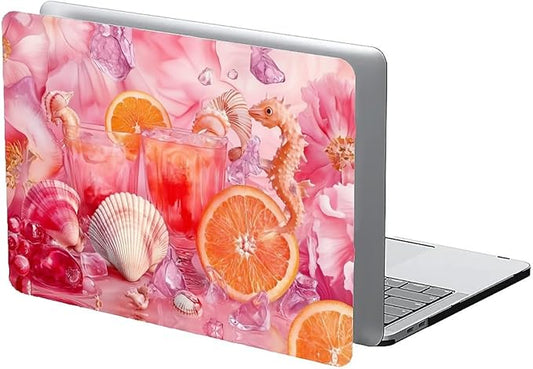 COTAIL Compatible with MacBook Air 13.3 13.6 Inch Case 2022 2021 2020 2019 Plastic Hard Shell Case Cover,13.6 Air (A2681) M2 2022, Pink Floral with Sea Shells