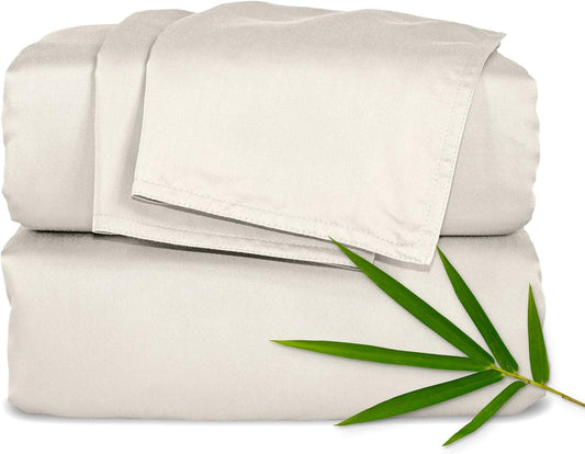 Pure Bamboo Twin Sheets - Luxuriously Soft 100% Organic Viscose Bed Sheet Set | Cooling & Durable (Twin, Creme)