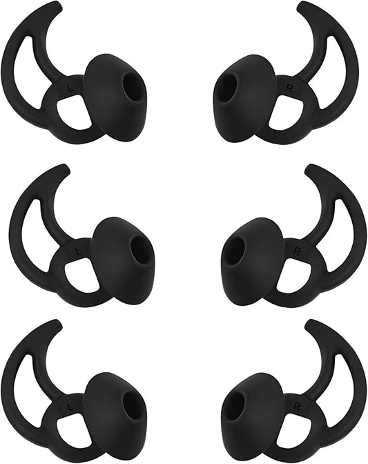 CYADCI Silicone Earbud Tips 3 Pairs, Medium Replacement Eartips, Soft Earbud Tips Compatible with Bose QuietComfort Earbuds and Sport Earbuds,Black