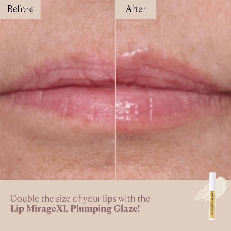 Nakery Lip MirageXL Plumping Glaze, Lip Plumper for Women with Peptides, Hydrating Gloss for Fuller Look, Cooling Effect, Smooths Texture, Softens Lines, Instant Volume, Made in USA