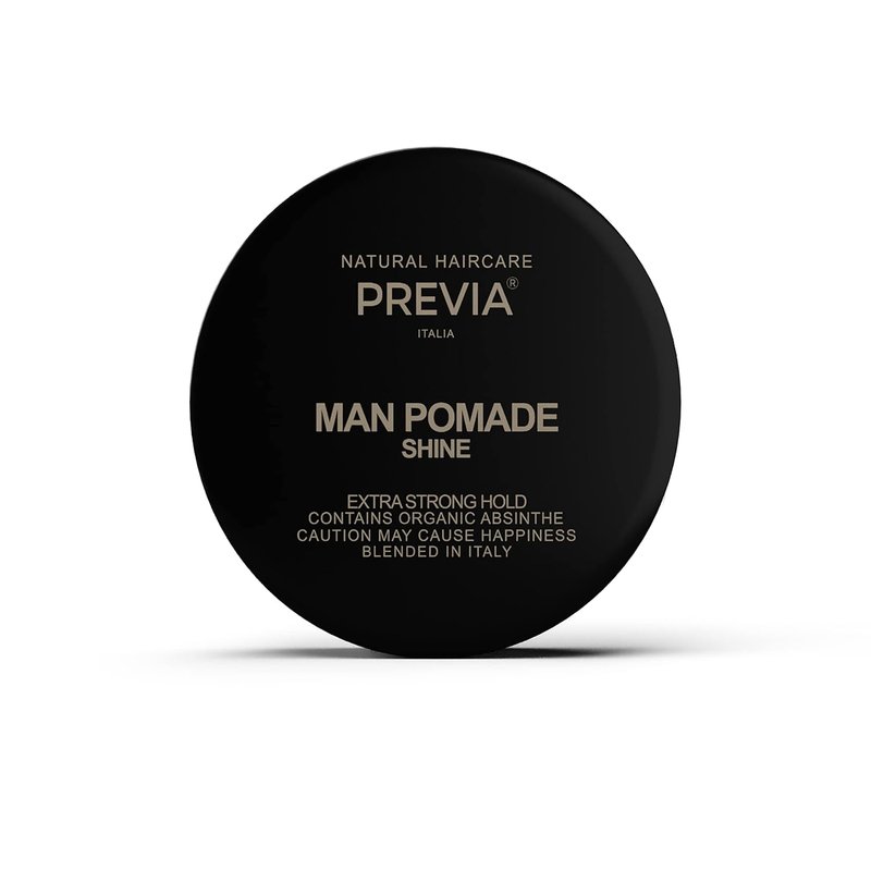 PREVIA Man Pomade - Shine Styling Cream with Organic Absinthe Extract | Natural Hold for Textured Hairstyles, 3.38 oz