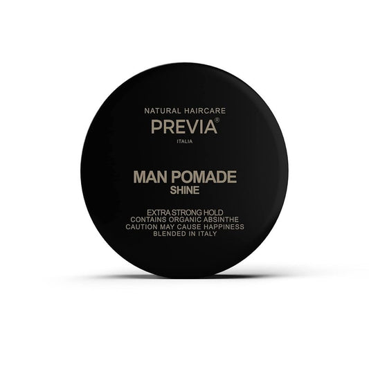 PREVIA Man Pomade - Shine Styling Cream with Organic Absinthe Extract | Natural Hold for Textured Hairstyles, 3.38 oz