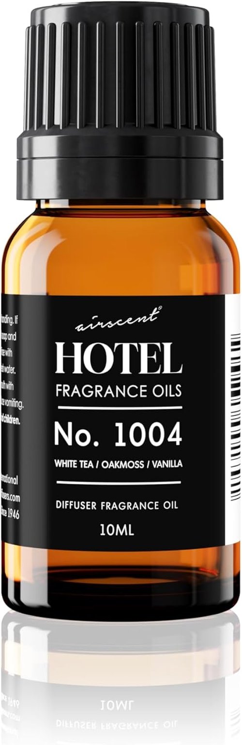 AirScent Hotel Diffuser Oil No. 1004 - Premium White Tea, Oakmoss & Vanilla Fragrance - 10 mL Glass Dropper Bottle