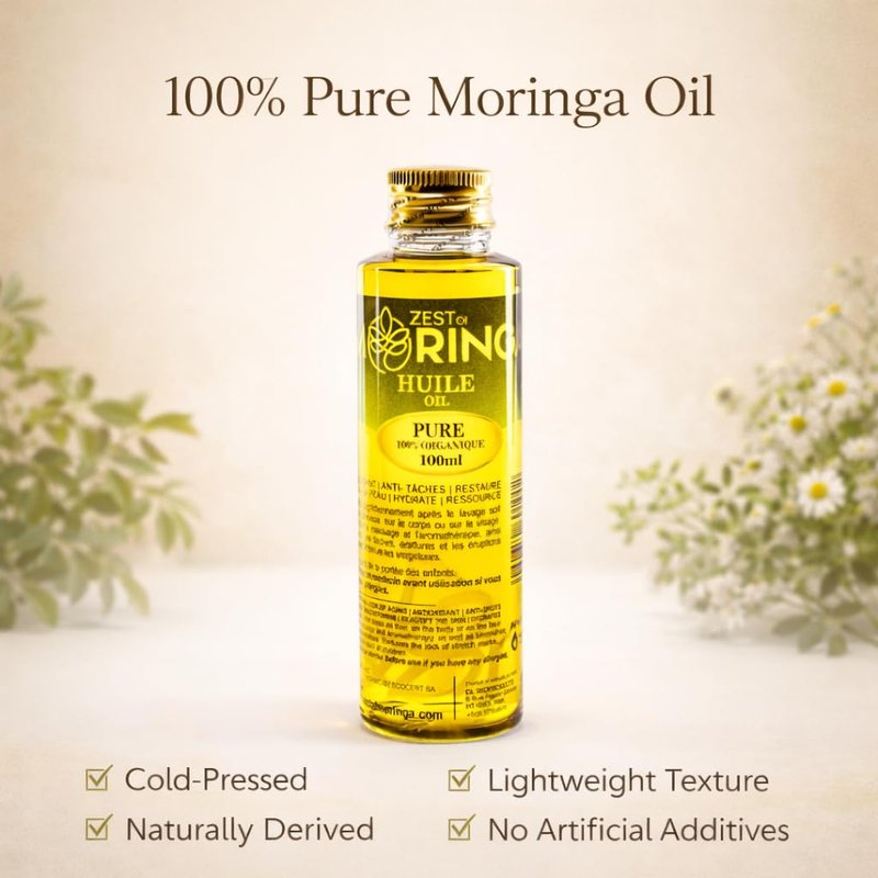 Zest Of Moringa Face Oil For Anti - Aging Wrinkles | Moringa Oil For Skin Care, Hair Care, Acne Treatment & Eczema Essential Oil | 100% Pure & Organic | 100 ML
