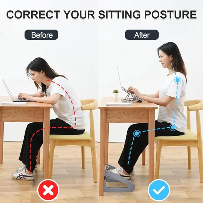 ZLMHYYM Foot Rest for Under Desk at Work - Six Heights Adjustable Under Desk Footrest - Ergonomic Foot Stools for Under Office Desks - Desks Foot Rest with Massage Rollers - Leg Rest for Chair (Gray)