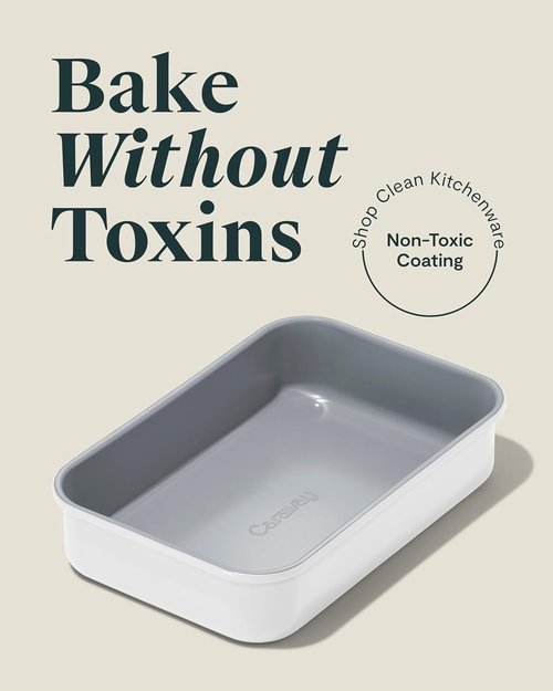 Caraway Nonstick Baking Pan - 9” x 6.5” Deep Ceramic Casserole Dish - Non-Toxic, PTFE & PFOA Free - White