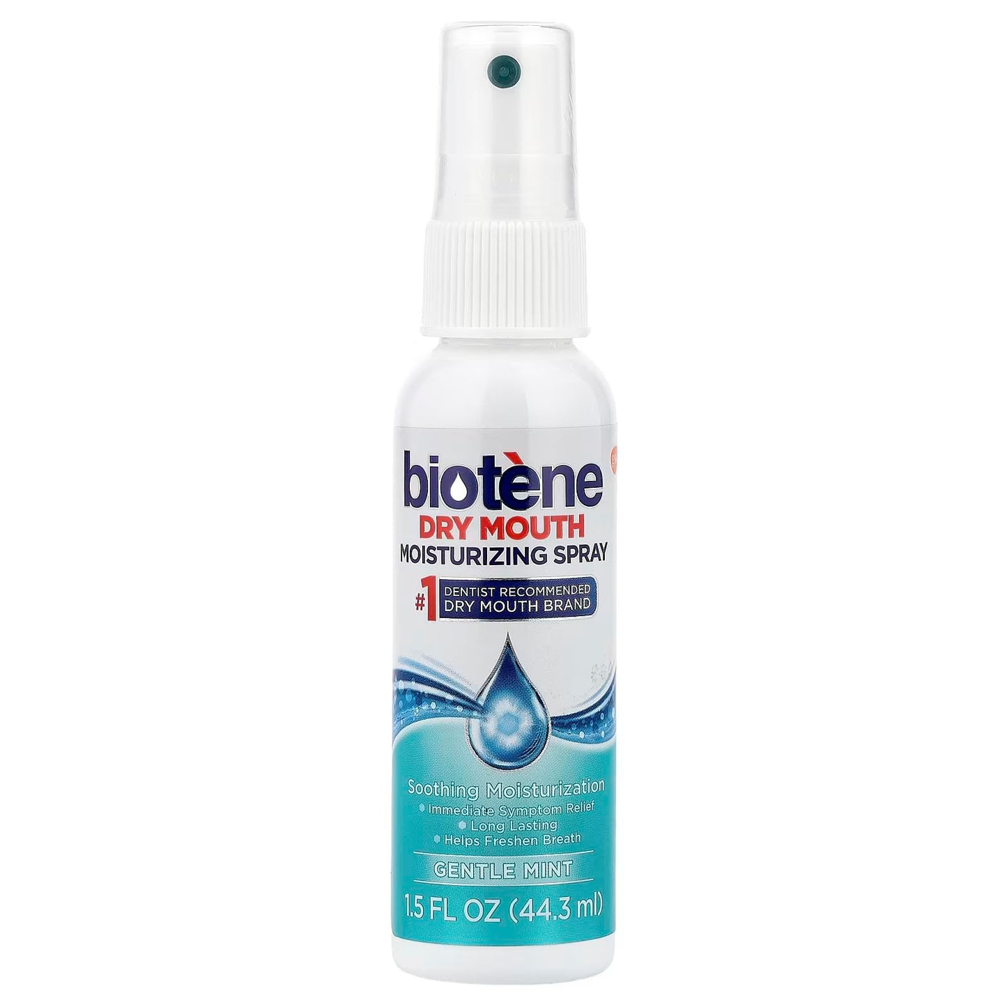 Biotene Gentle Mint Moisturizing Mouth Spray, Sugar-Free, for Dry Mouth and Fresh Breath, 1.5 Fl Oz (Pack of 3)