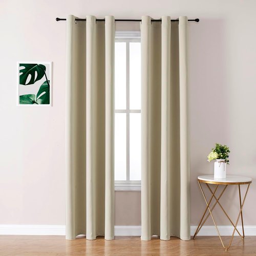 ChrisDowa Blackout Curtains - 72-Inch Thermal Insulated Grommet Panels Set for Bedroom & Living Room (Beige, 2 Panels)