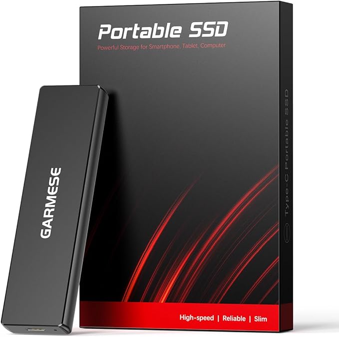 GARMESE 1TB External SSD - Up to 1000MB/s Read Speed USB 3.2 Gen 2 Portable SSD, External Solid State Drives with Type-C Cable for PC Mac Game Console