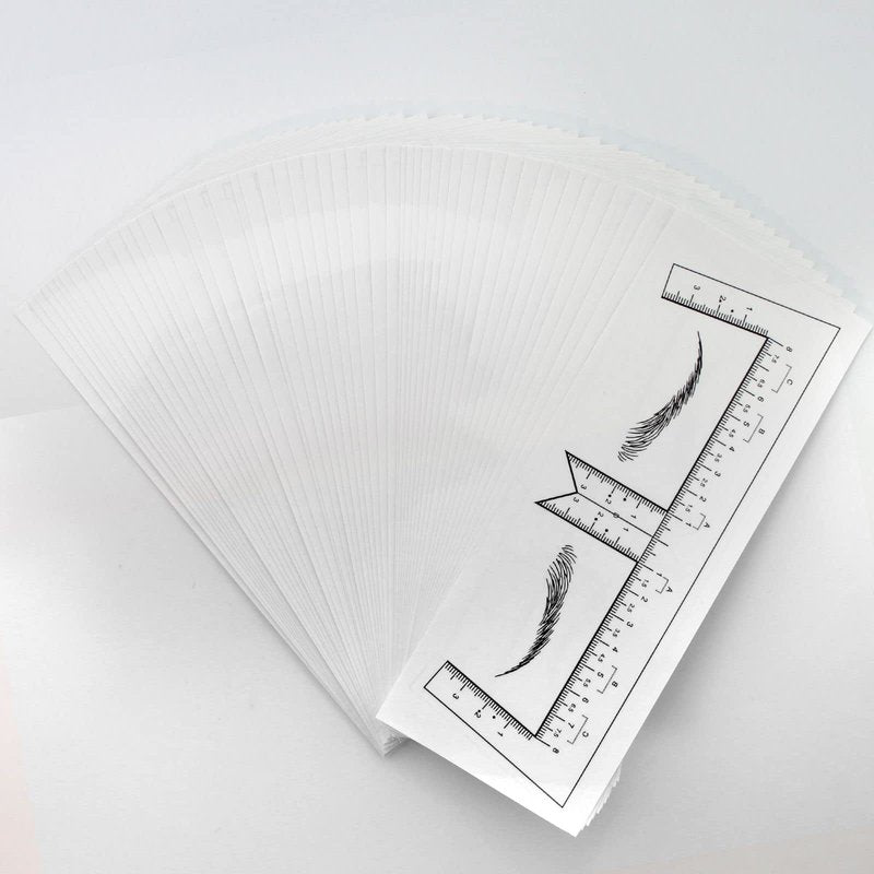 Guapa 50pcs/Pack Eyebrow Ruler with Brow Shape Disposable Microblading Ruler Sticker Adhesive Brows Positioning Measure Tool