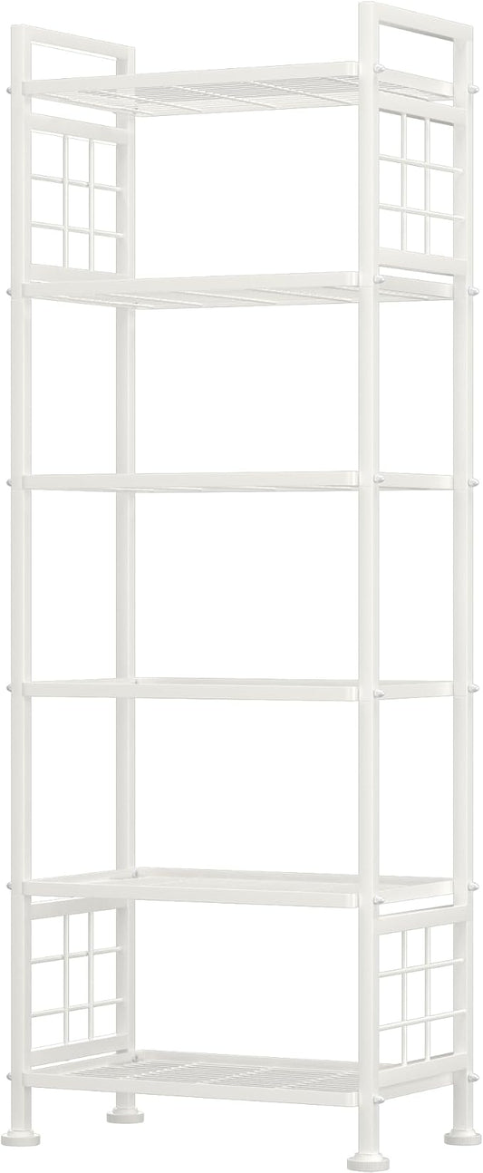 GIOTORENT 6-Wire Garage Shelving Storage Shelves, Metal Shelving Unit Pantry Rack, Kitchen Storage Adjustable Shelf 900Lbs Capacity for Laundry Kitchen Bathroom Organizer(White)