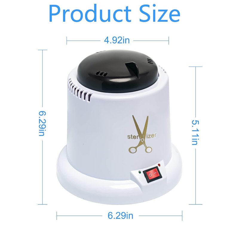 Nail Tool Sterilizer Machine - High-Temperature Cleaning Pot for Nail Art | White with Glass Bead
