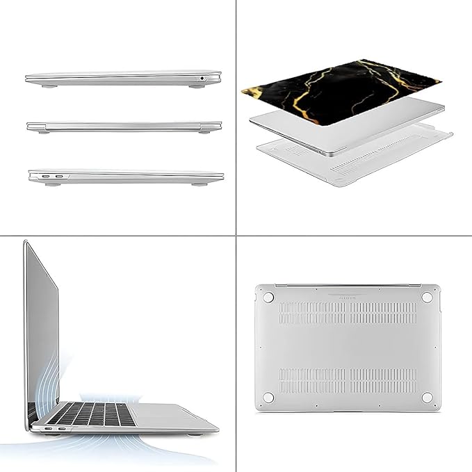 COTAIL Compatible with MacBook Air 13.3 13.6 Inch Case 2022 2021 2020 2019 Plastic Hard Shell Case Cover,13.6 Air (A2681) M2 2022, Black Marble