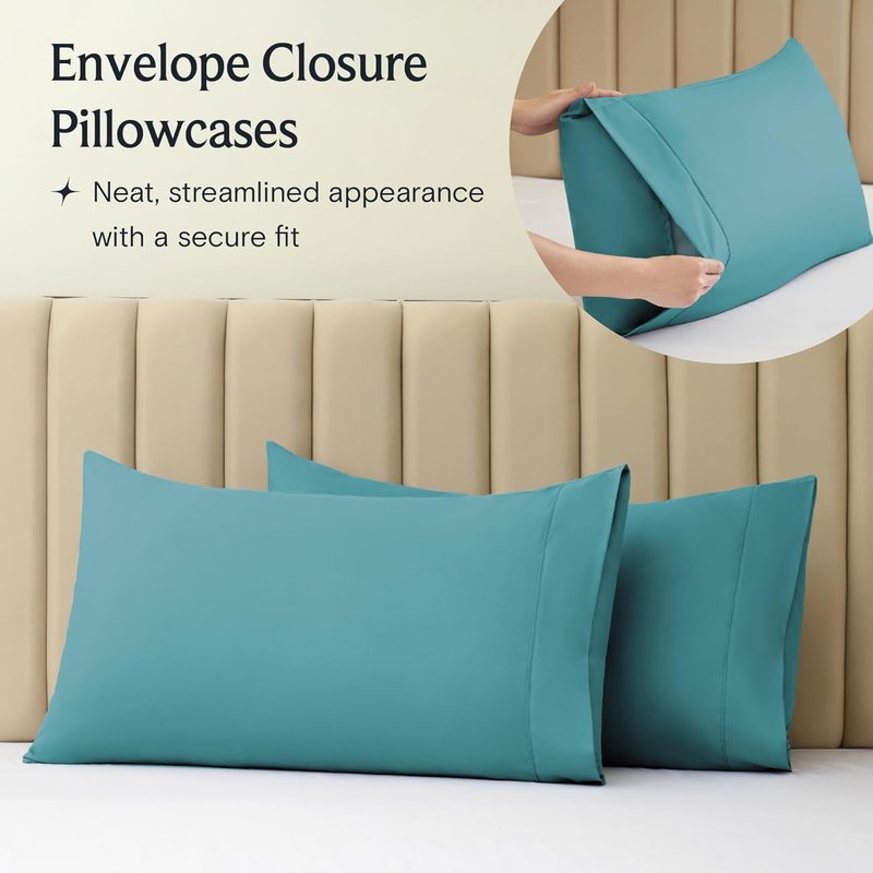 LuxClub Queen Sheet Set - Breathable Luxury Bed Sheets with Deep Pockets | Silky Soft & Wrinkle-Free - Teal