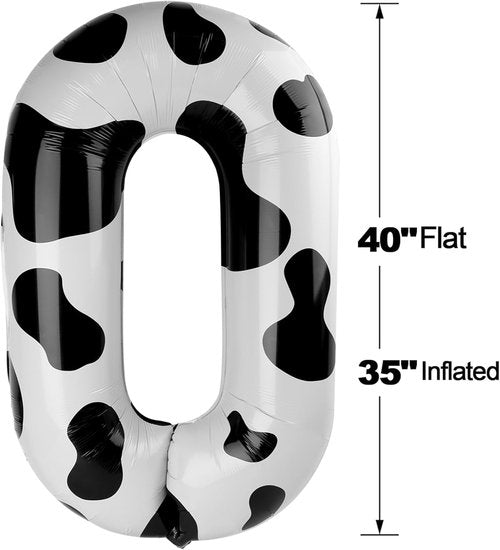 Cow Print Number Balloon - 40 Inch 0 Balloon for Farm-Themed Birthday Decorations | Party Supplies for Girls
