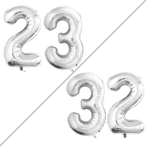 GOER 42 Inch Jumbo Number 23 Balloons - Silver Foil Helium Birthday Decorations for 23rd Party