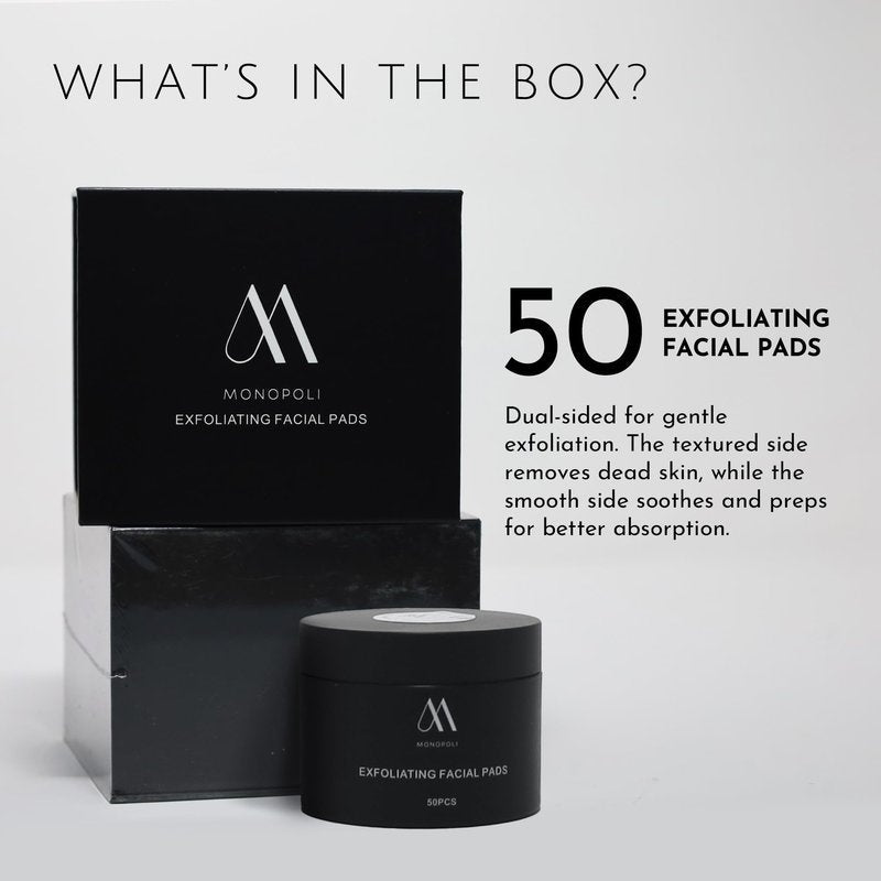 Monopoli Skin Exfoliating Pads | Gentle Yet Effective Physical Exfoliation | Dual-Sided for Smoothing and Soothing | Essential for Daily Skincare Routines | Single 50pcs/jar