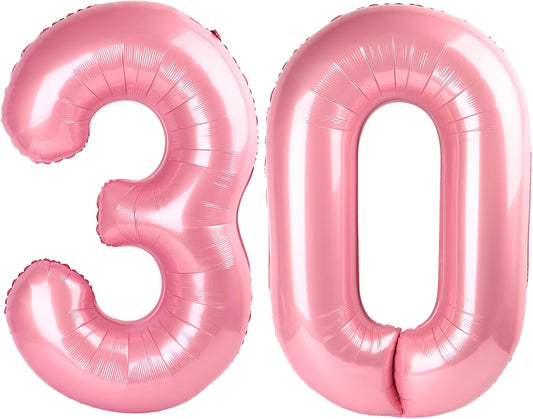 Pearl Pink Huge Number 30 Balloons - 40 Inch Birthday Celebration Decor for 30th Anniversaries