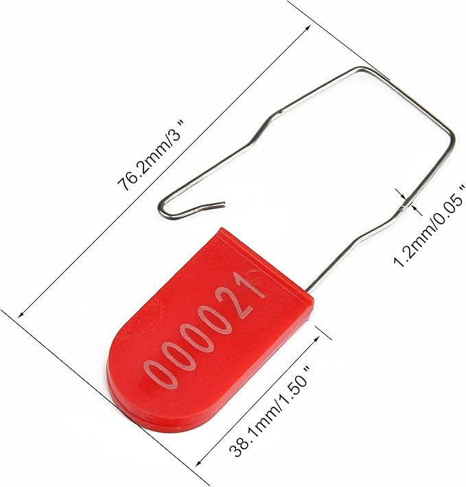 LeadSeals 500PCS Plastic Padlock Security Seals Metal Wire Padlocks Electric Meter Seal Disposable Anti-Tamper Lock Numbered Anti Tamper Tag Hasps Red