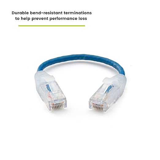 TRUECABLE Cat6 Component Rated Patch Cable, Unshielded (U/UTP), 6in, Blue, 28AWG Stranded Pure Copper, Snagless 10G High-Speed Ethernet Cable, PoE++ 4PPoE 100W, UL Listed, RoHS-3, 1 Pack