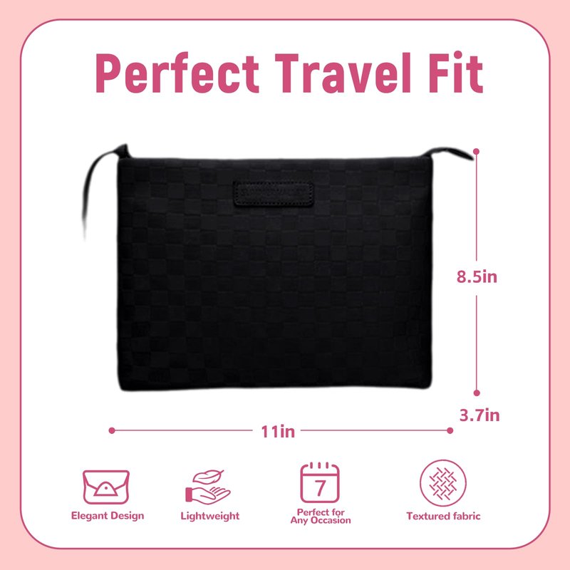 YDR Large Travel Bag,Makeup Bag Large Capacity Makeup Organizer Portable Travel Toiletry Bag PU leather Portable Travel Pouch(Cosmetic-2-Black)