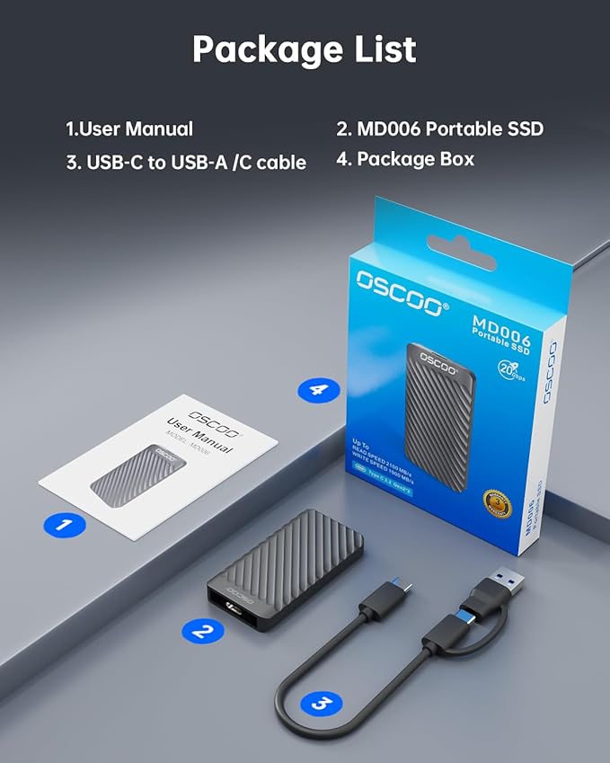 512GB External Hard Drive, Up to 2100MB/s, USB 3.2 Gen 2 Portable SSD, External Solid State Drive for Mac, Windows PC, Laptops, Gaming, iPhone — Ideal for File Backup, Content Creators & Videographers