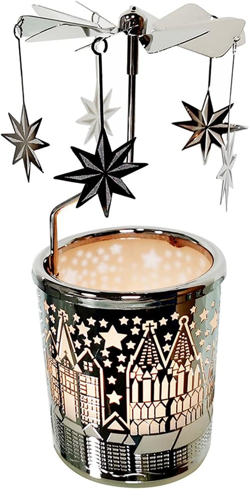 Kingnero Candle Holder - Spinning Tea Light Carousel with North Star Design for Elegant Home Decor