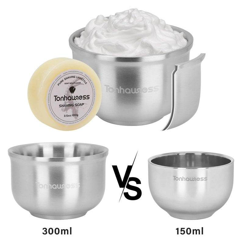 Shaving Brushes Kit For Men, 4 In 1 Shaving Brush Set Includes Badger Hair Shave Brush, Stainless Steel Shaving Bowl, Shaving Stand and Soap