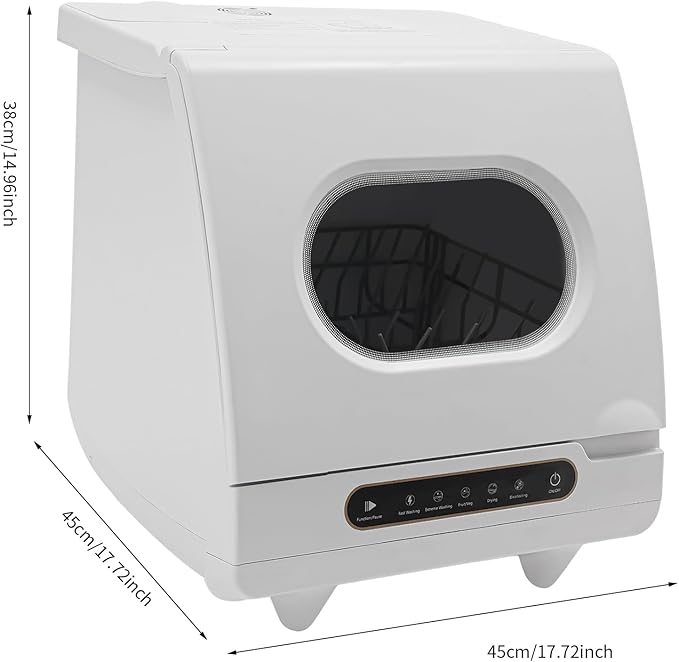 800W Portable Countertop Dishwasher,5 Washing Modes, Mini Dishwasher with 5L Water Tank,161.6℉ High-Temp, No Installation Needed, Compact Dish Washing Machine for 4-6 Sets Tableware (Type C - White)