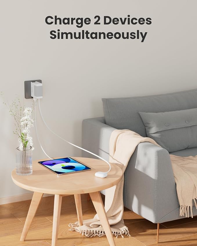 Gitryin 1 Lightning, 4 Type-C Retractable Wall Chargers with 1 USB A Port and and 1 Power Strip, Desktop Modular Charging Station