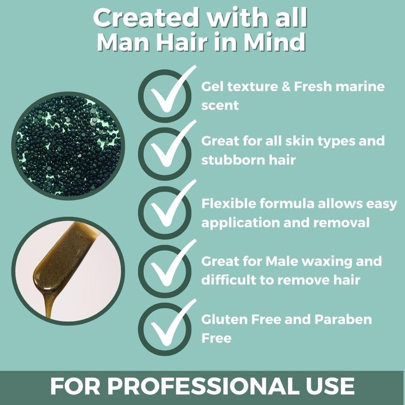 Cirepil - Homme - 800g / 28.22 oz Hard Wax Beads Bag - Strong Grip for Men’s Coarse Hair - Effective Manscaping for Back, Chest & Shoulders - Fresh Marine Scent - Low Temp Refill Bag