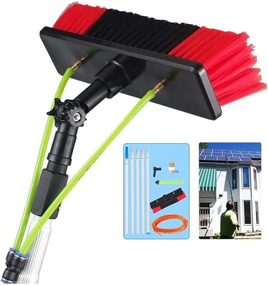 7m/23ft Telescopic Water Fed Window Cleaning Pole, Solar Panel Conservatory Roof Cleaner, Extendable Extended Extension Brush Kit(30cm Brush 7m Pole)