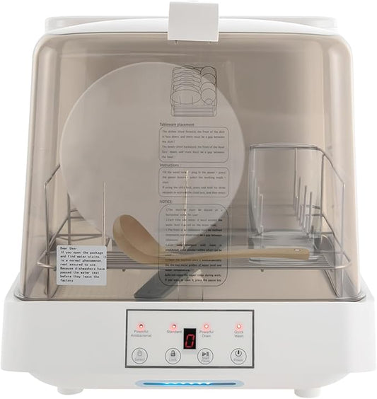 Countertop Dishwasher, 110V 800W Portable Automatic Dishwashing Machine with Tank & Touch Control, Household Compact 3 Washing Programs Dishwasher With Clear Door For Apartments, Dorms