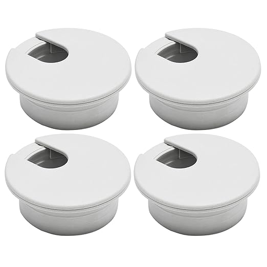 BOPOREAE Desk Grommet 2" (50 mm), Desk Cord Hole Cover, Cable Grommet ABS Plastic, Desk Hole Grommet for Office and Home Table Cable, Detachable Cable Cord Organizer (Light Grey 4 Pcs)