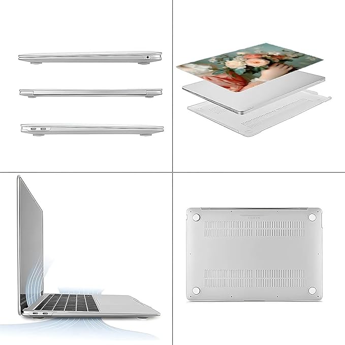 COTAIL Compatible with MacBook Air 13.3 13.6 Inch Case 2022 2021 2020 2019 Plastic Hard Shell Case Cover,13.3 Pro(A1706/A1708/A1989/A2159/A2289/A2338), A Lady with Flowers